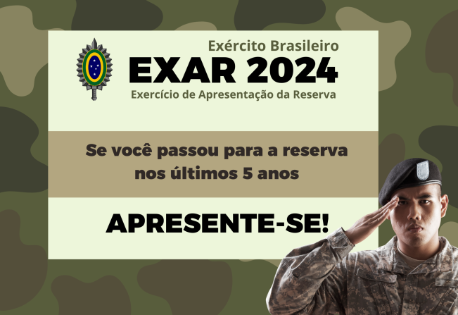 Reservistas do Exército devem realizar o EXAR até janeiro de 2025